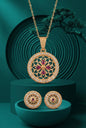 Rose Gold Plated Stone Studded Pendant Necklace with Pink Center Accent for Women, Lightweight Party Jewellery for Festive, Wedding, Evening, Daily Styling with Premium Finish Chain-10