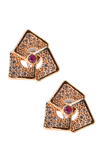 Rose Gold Plated Stone Studded Pendant Necklace with Pink Center Accent for Women, Lightweight Party Jewellery for Festive, Wedding, Evening, Daily Styling with Premium Finish Chain-11
