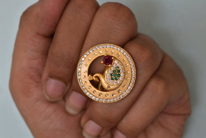 gold plated ring for women, meenakari adjustable ring, Indian wedding ring, ethnic ring jewelry, traditional bridal ring, womenâ€™s party wear ring, ethnic Indian jewelry, adjustable finger ring, gold finish ring for festivals, desi jewelry for women