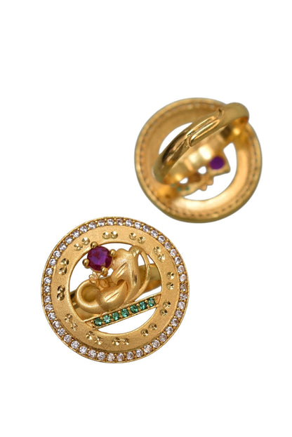gold plated ring for women, meenakari adjustable ring, Indian wedding ring, ethnic ring jewelry, traditional bridal ring, womenâ€™s party wear ring, ethnic Indian jewelry, adjustable finger ring, gold finish ring for festivals, desi jewelry for women