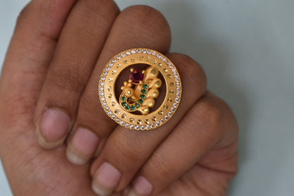 gold plated ring for women, meenakari adjustable ring, Indian wedding ring, ethnic ring jewelry, traditional bridal ring, womenâ€™s party wear ring, ethnic Indian jewelry, adjustable finger ring, gold finish ring for festivals, desi jewelry for women
