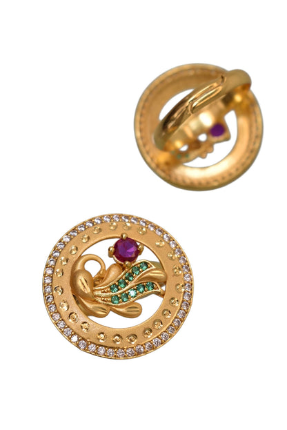 gold plated ring for women, meenakari adjustable ring, Indian wedding ring, ethnic ring jewelry, traditional bridal ring, womenâ€™s party wear ring, ethnic Indian jewelry, adjustable finger ring, gold finish ring for festivals, desi jewelry for women