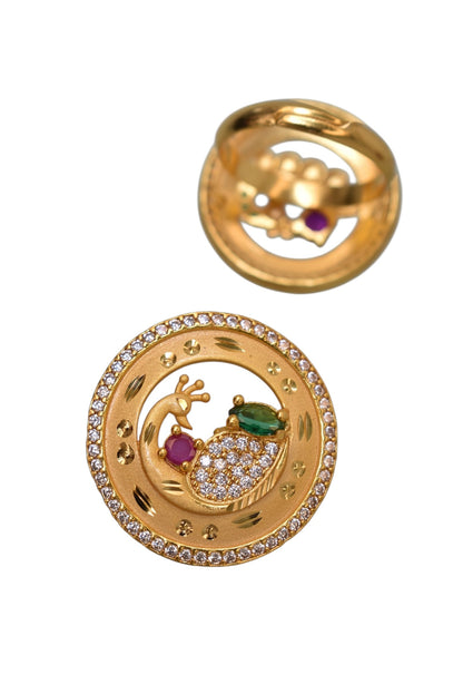 gold plated ring for women, meenakari adjustable ring, Indian wedding ring, ethnic ring jewelry, traditional bridal ring, womenâ€™s party wear ring, ethnic Indian jewelry, adjustable finger ring, gold finish ring for festivals, desi jewelry for women
