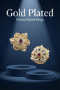 Combo set of 2-Floral Ruby AD Studded Gold Plated Adjustable Ring