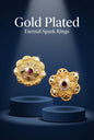 Combo set of 2-Designer Floral AD Ring with Ruby Center â€“ Adjustable Fit