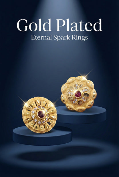 Combo set of 2-Designer Floral AD Ring with Ruby Center â€“ Adjustable Fit