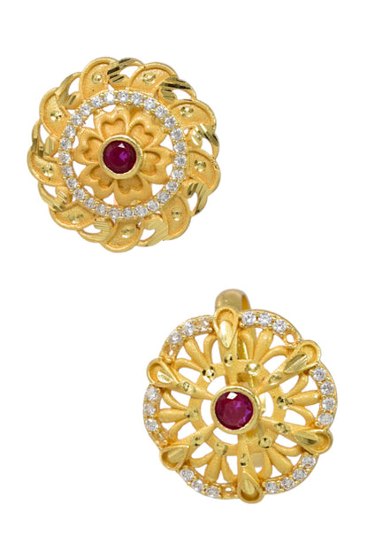 Combo set of 2-Elegant Floral AD Studded Adjustable Ring for Women