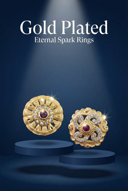 Combo set of 2-Luxury Flower Design Gold Plated AD Ring â€“ Adjustable