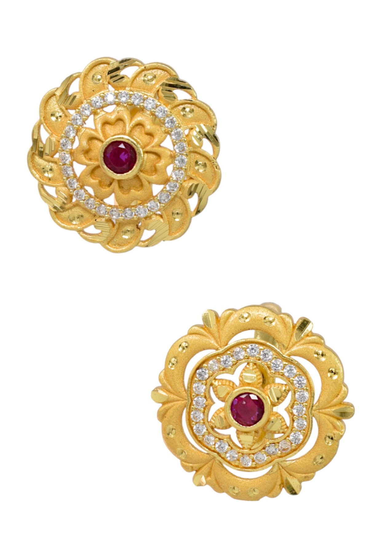 Combo set of 3-Luxury Flower Design Gold Plated AD Ring â€“ Adjustable