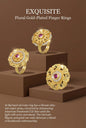 Combo set of 3-Vintage Style Floral Gold Plated Adjustable AD Ring