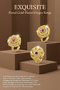 Combo set of 3-Bridal Floral AD Ring with Ruby Center Stone