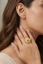 Classic Gold Plated Adjustable Ring with American Diamonds