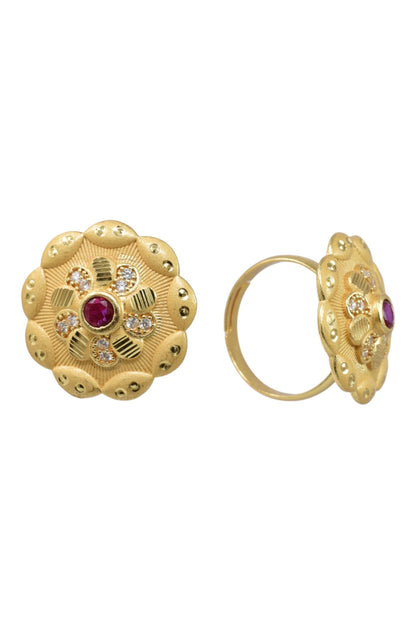 Classic Gold Plated Adjustable Ring with American Diamonds