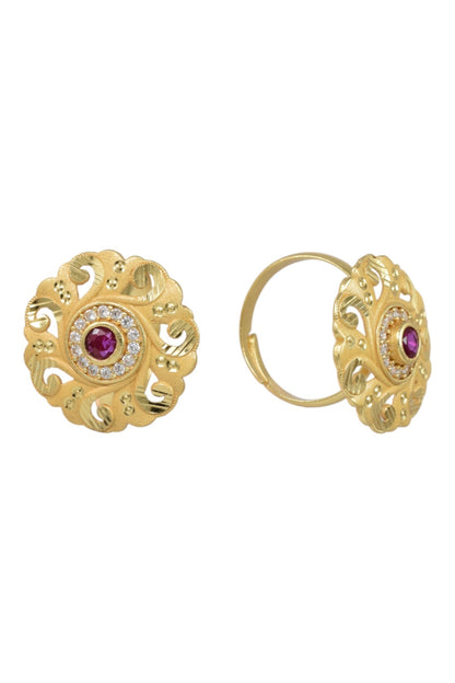 Classic Gold Plated Adjustable Ring with American Diamonds