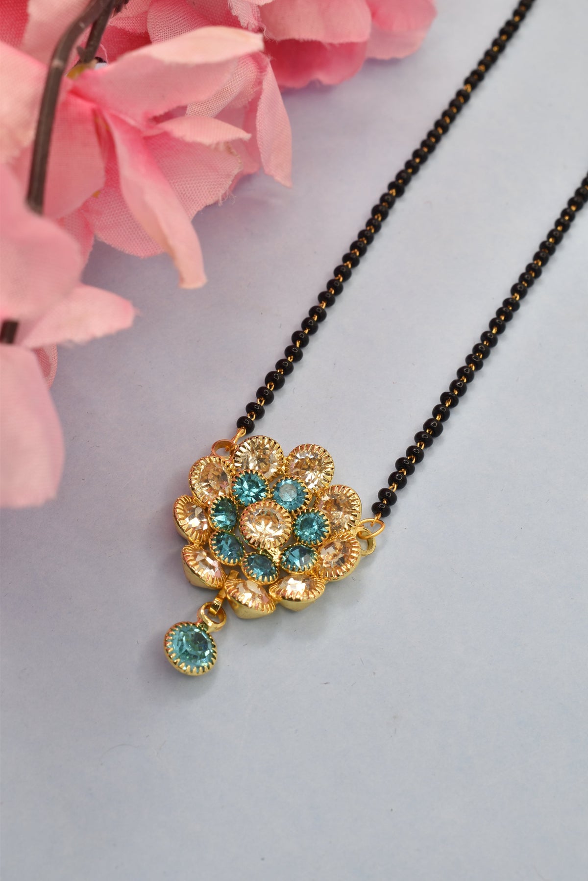 Mangalsutra,tanmania,gift for her,black bead mangalsutra,layered chain,necklace,karvachauth gift for her