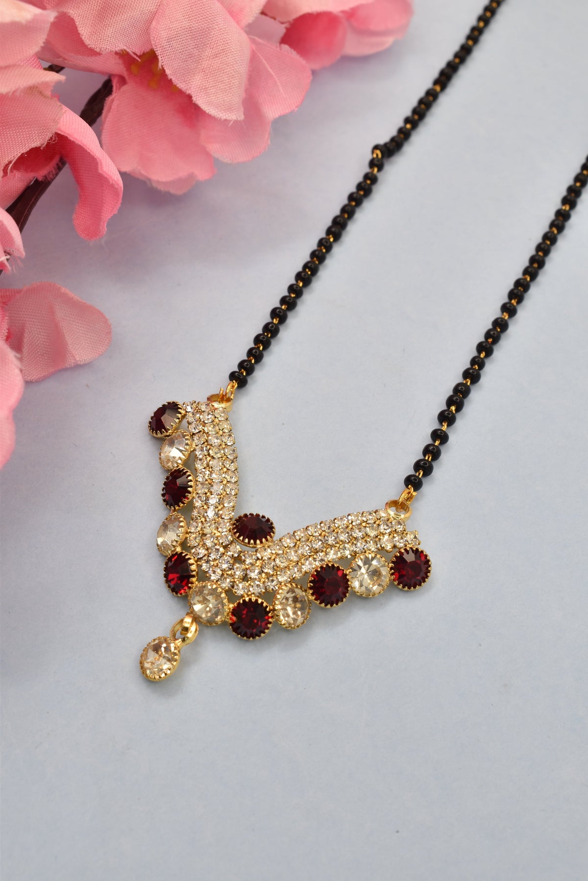 Mangalsutra,tanmania,gift for her,black bead mangalsutra,layered chain,necklace,karvachauth gift for her