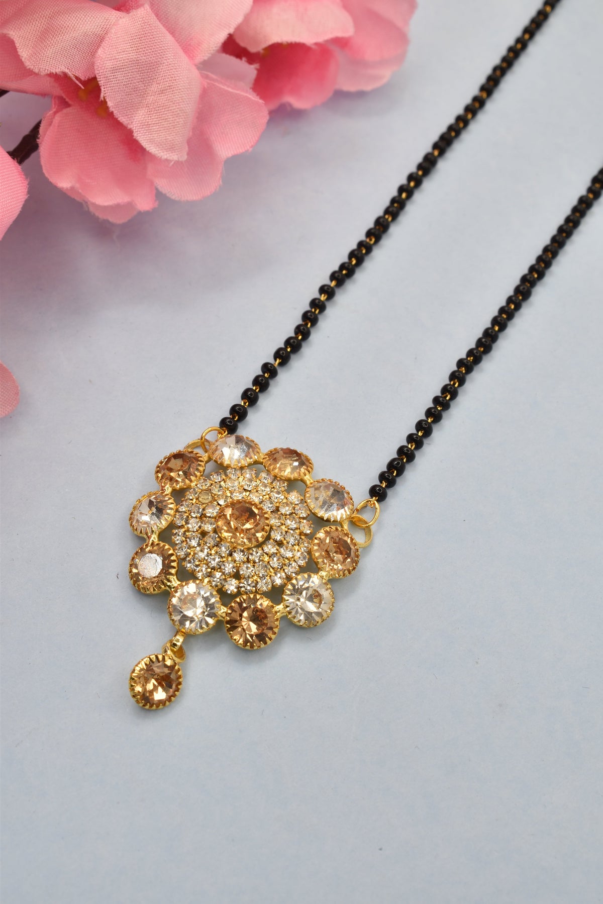 Mangalsutra,tanmania,gift for her,black bead mangalsutra,layered chain,necklace,karvachauth gift for her