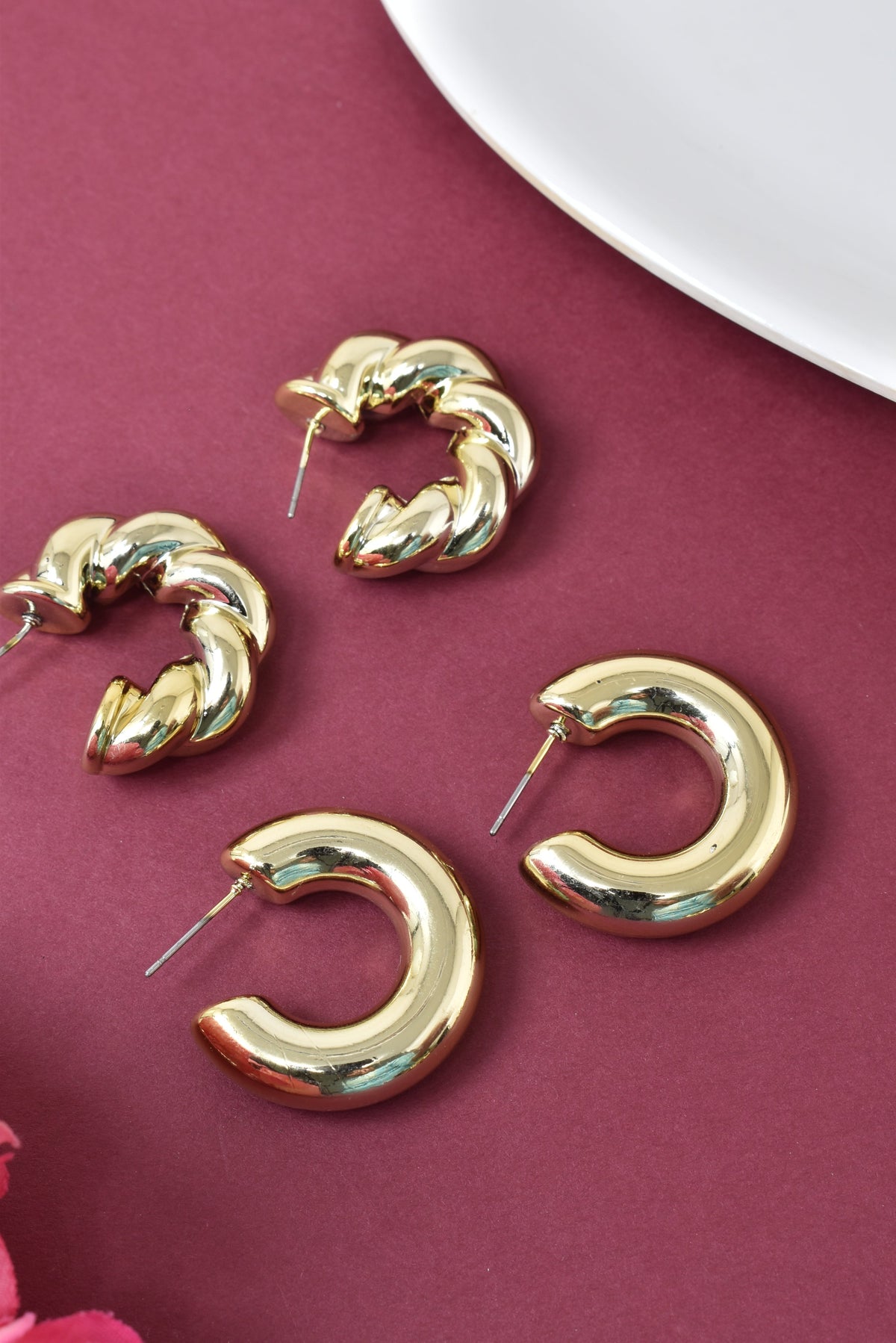 Anti Tarnish Stud Korean Gold plated Minimal Tear Drop Pack of 2  earrings