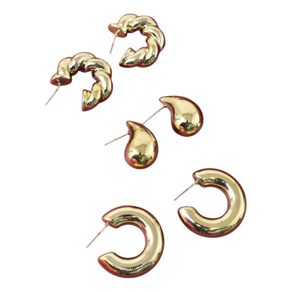 Trendy earring women,Combo earring,golden trending earrings, Pack of 2 Korean Teardrops and hoops earrings studs for women n girls,Korean earring combo,Hoop earrings,drop earrings,tiny earrings,minimlist earrings,celestial higgie earrings for girls n women,gift ideas Korean Jewelery
