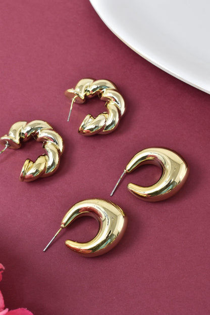 Anti Tarnish Stud Korean Gold plated Minimal Tear Drop Pack of 2  earrings