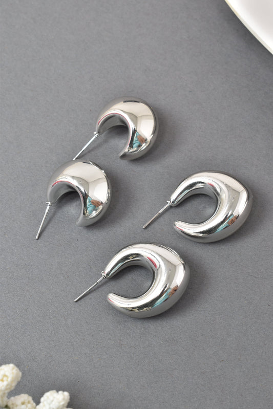 Anti Tarnish Stud  Silver Plated Korean Minimal Tear Drop Pack of 2  earrings