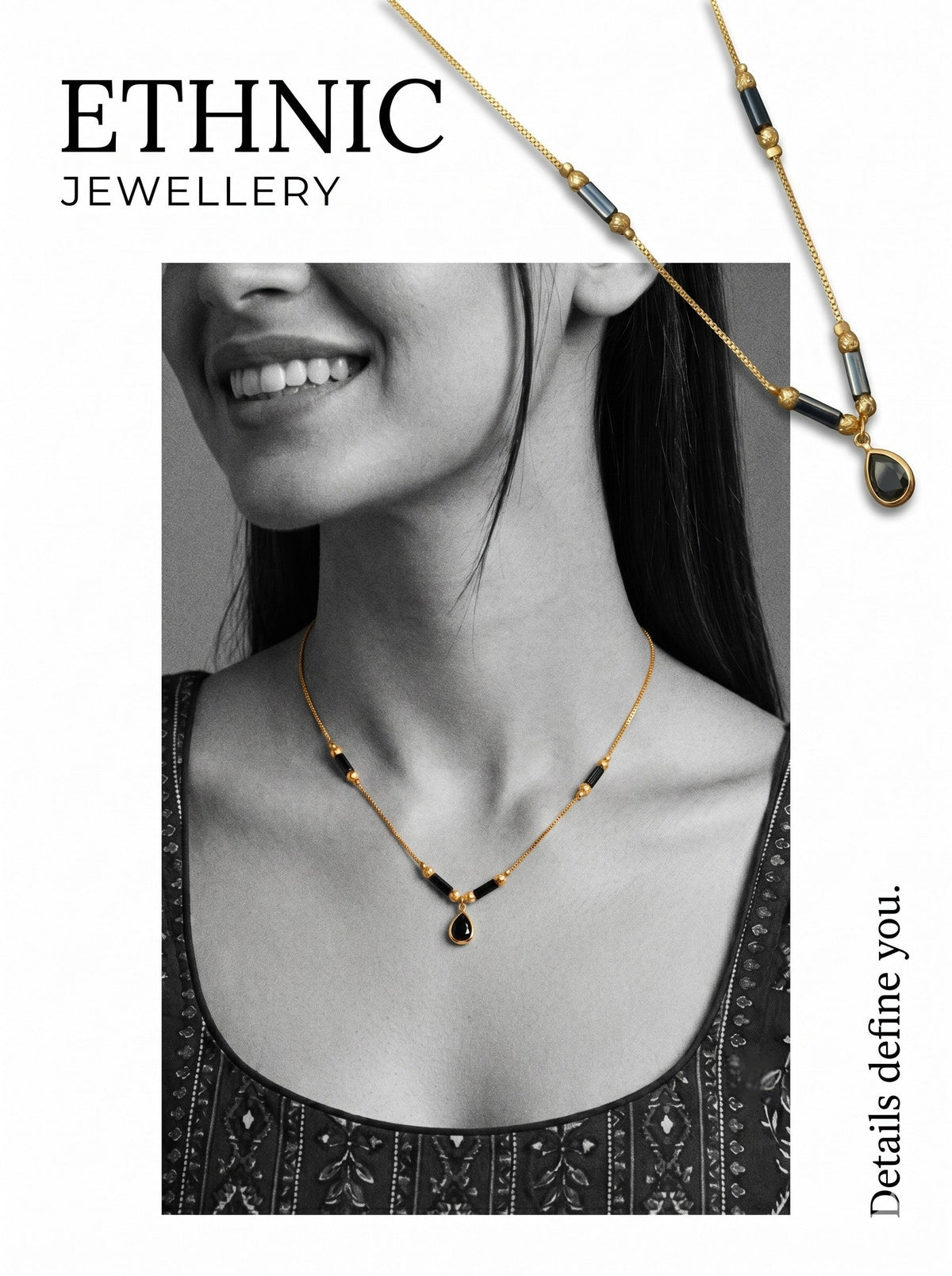 Gold-Toned Stone Studded Mangalsutra with Matching Earrings Combo Set