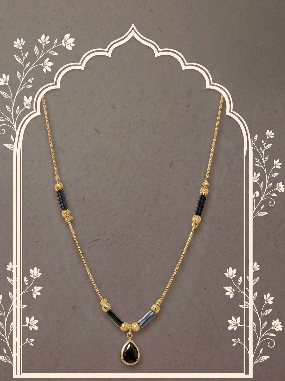 Gold-Toned Stone Studded Mangalsutra with Matching Earrings Combo Set