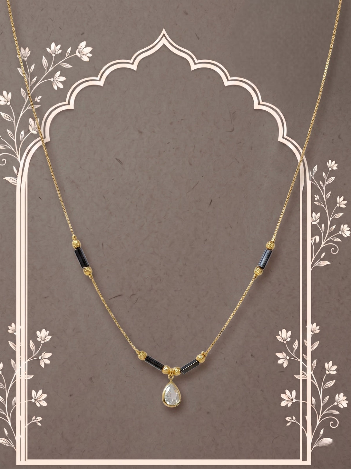 Gold-Toned Stone Studded Mangalsutra with Matching Earrings Combo Set